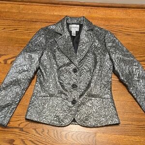 Chico's Metallic Silver and Black Women's Blazer Jacket